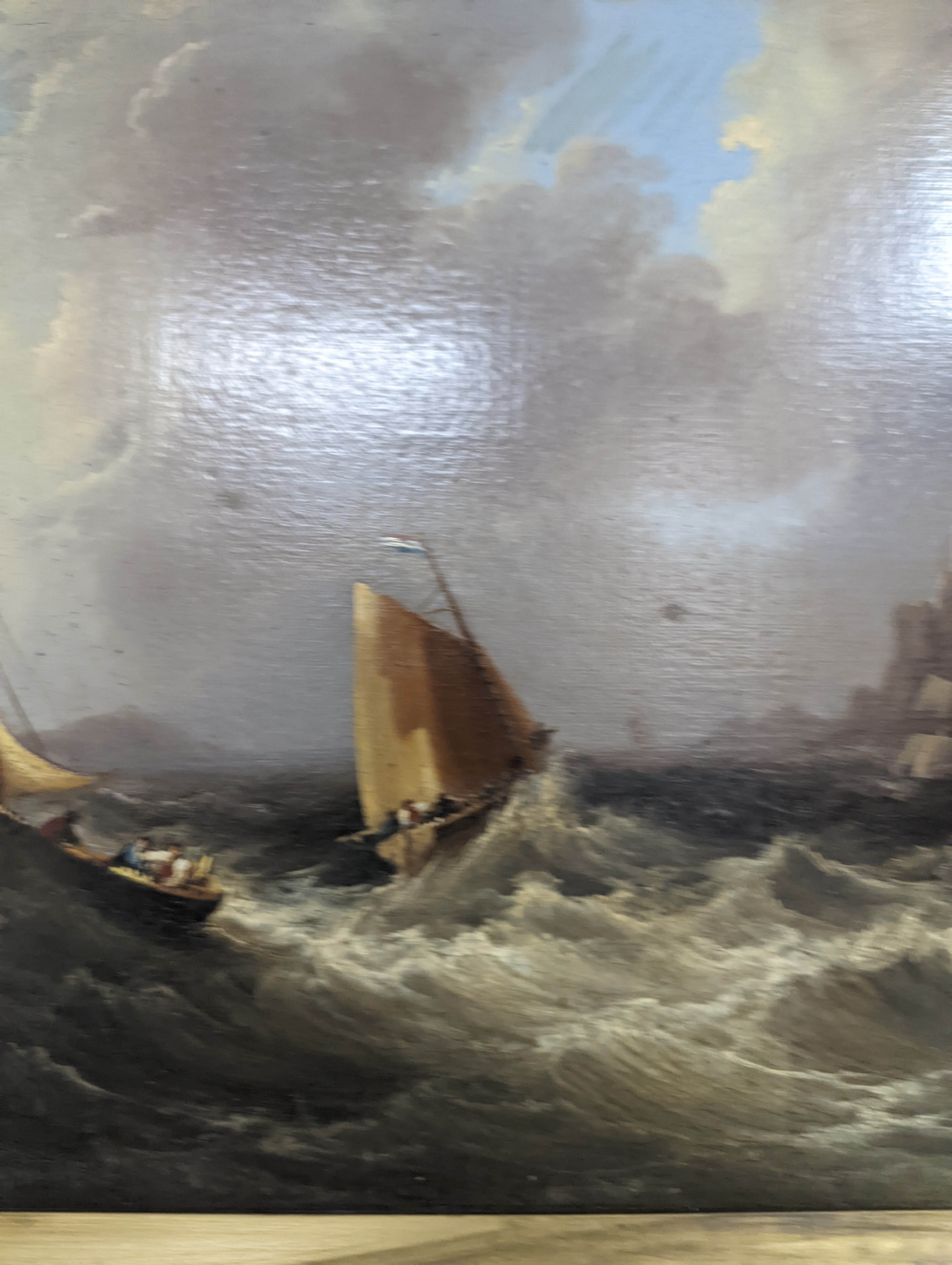 F. Calvert (19th C.), oil on canvas, Fishing boats off the coast, signed and dated 1831, 29 x 39cm